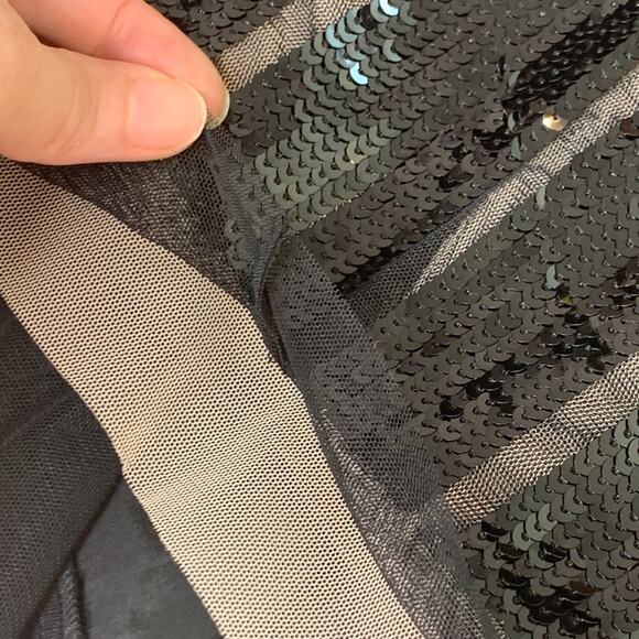 BCBGMAXAZRIA black sequin dress sheer straps - Picture 15 of 15